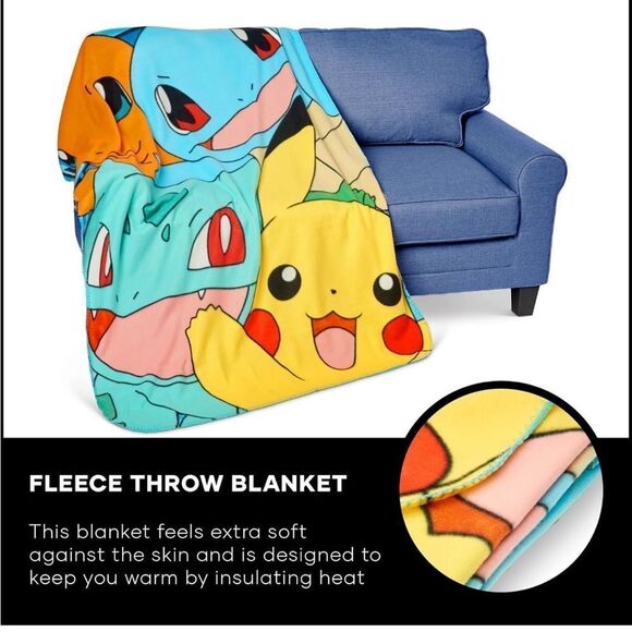 Pokemon, Meet the Group" Fleece Throw Blanket, 45" x 60", Multi Color - Picture 6 of 7